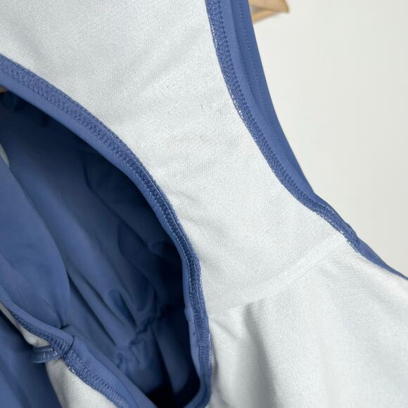 Pink Blush Womens One Piece Swimsuit 1X Blue Ruffle Trim Ruched Maternity - Picture 13 of 13